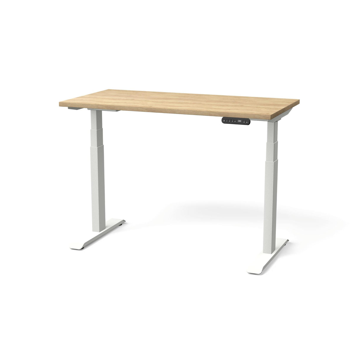 Elektriski augstumā regulējams galds NUWO GEN2 – American Oak / Balta / 120 x 60