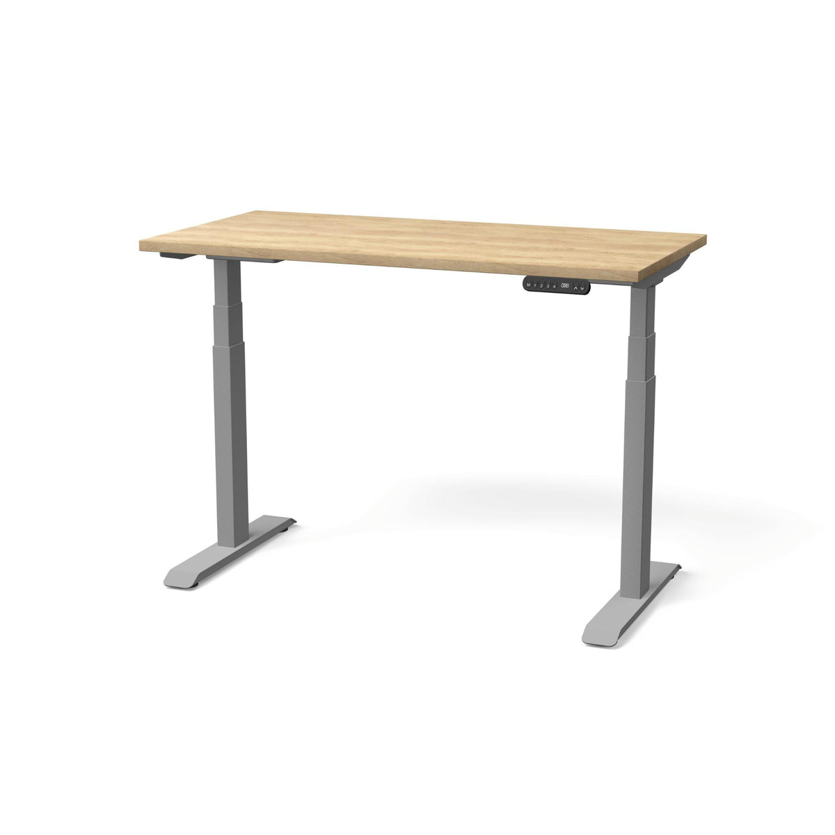 Elektriski augstumā regulējams galds NUWO GEN2 – American Oak / Sudraba / 120 x 60