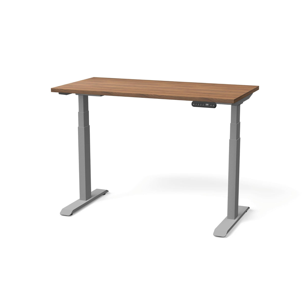 Elektriski augstumā regulējams galds NUWO GEN2 – Riekstkoks / Sudraba / 120 x 60