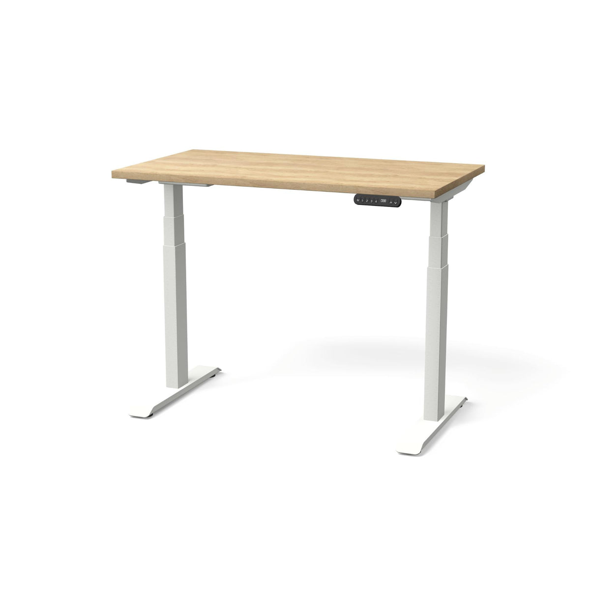 Elektriski augstumā regulējams galds NUWO GEN2 – American Oak / Balta / 110 x 60
