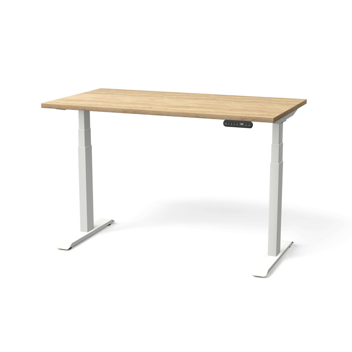 Elektriski augstumā regulējams galds NUWO GEN2 – American Oak / Balta / 130 x 70
