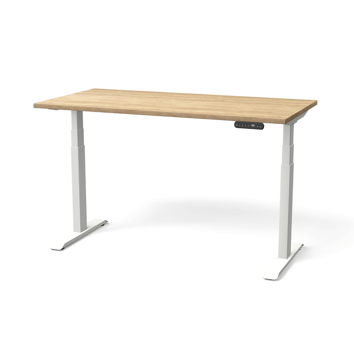 Elektriski augstumā regulējams galds NUWO GEN2 – American Oak / Balta / 140 x 70