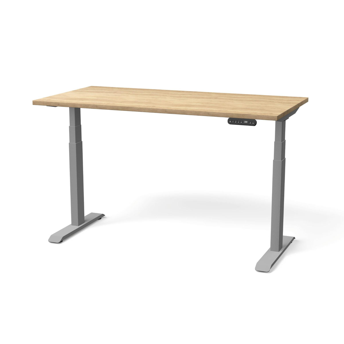 Elektriski augstumā regulējams galds NUWO GEN2 – American Oak / Sudraba / 140 x 70