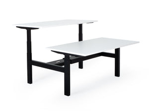 Elektriski augstumā regulējams galds Prestige Line DUO, melns statīvs un balta virsma