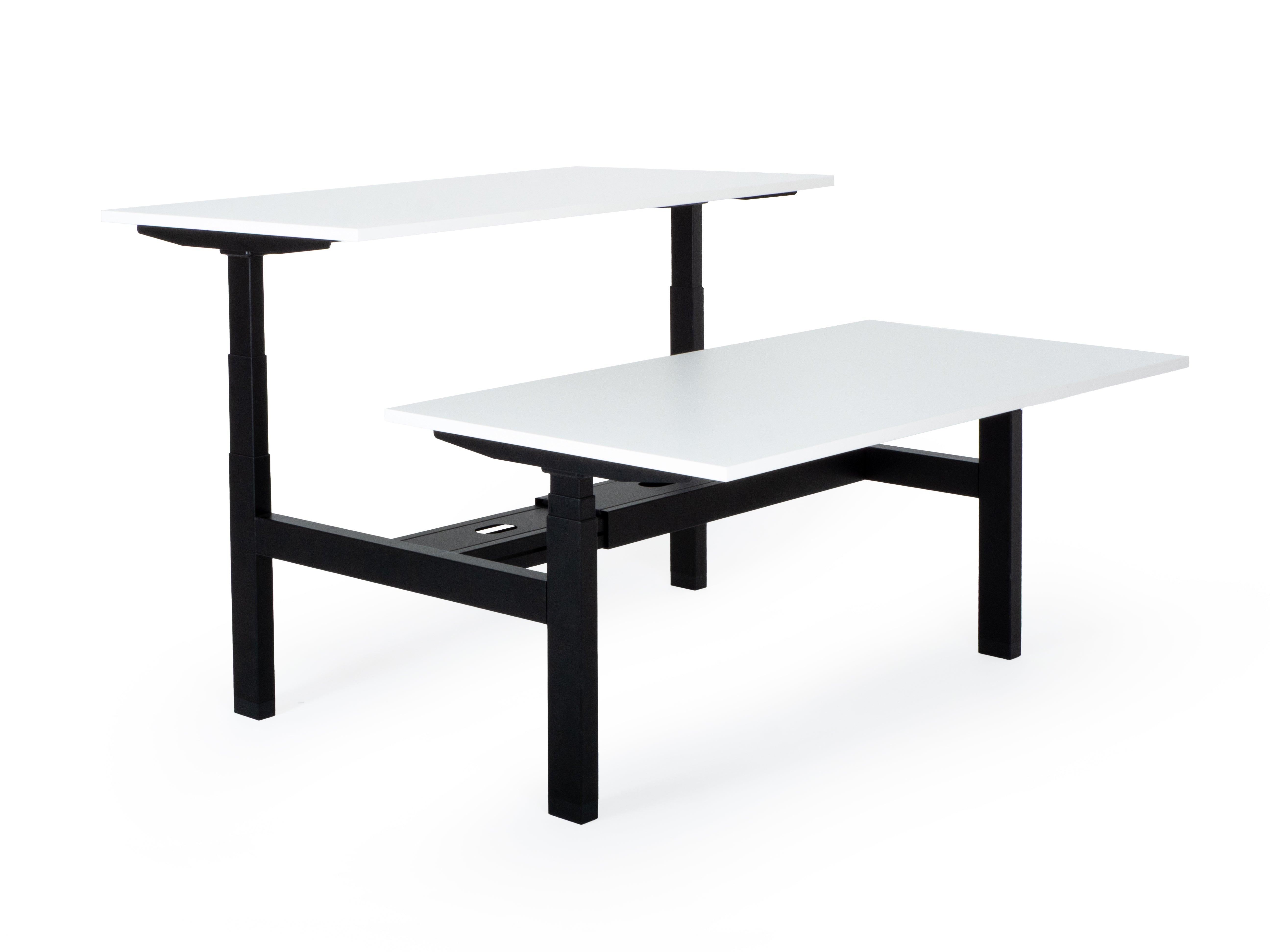 Elektriski augstumā regulējams galds Prestige Line DUO, melns statīvs un balta virsma
