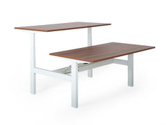 Elektriski augstumā regulējams galds Prestige Line DUO, balts statīvs un riekskoka virsma