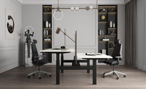 Elektriski augstumā regulējams galds Prestige Line DUO, biroja interjera bilde
