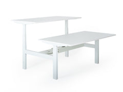 Elektriski augstumā regulējams galds Prestige Line DUO, balts statīvs un balta virsma