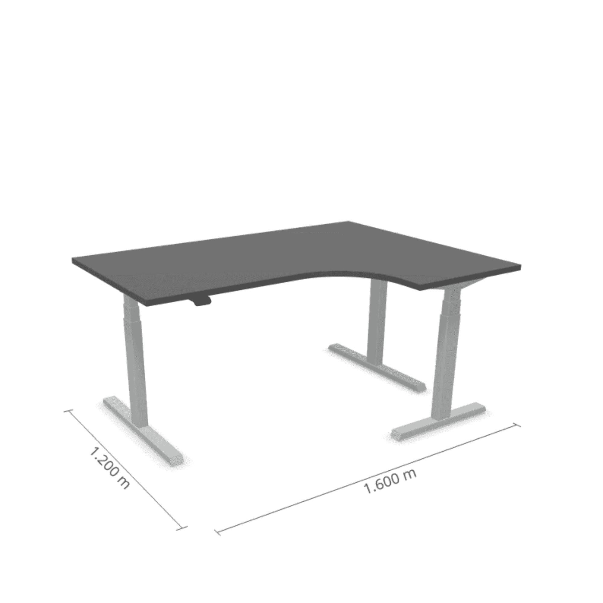 Elektriski augstumā regulējams galds Prestige Line L forma 160 cm x 120 cm-Antracīts-Sudraba-Labais-Ergostock
