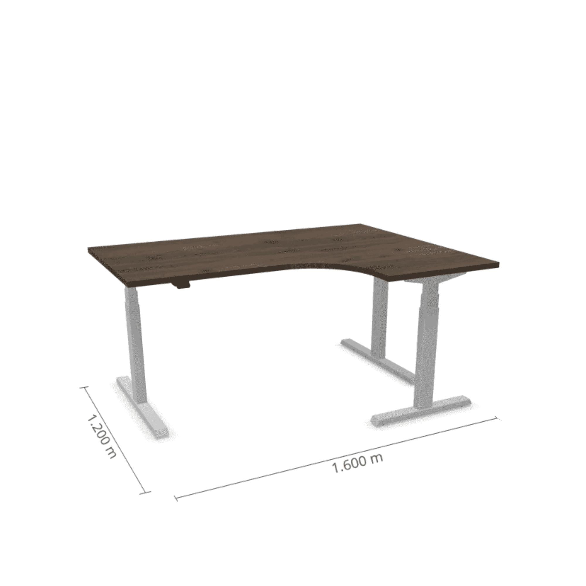 Elektriski augstumā regulējams galds Prestige Line L forma 160 cm x 120 cm-Riekstkoks-Sudraba-Labais-Ergostock