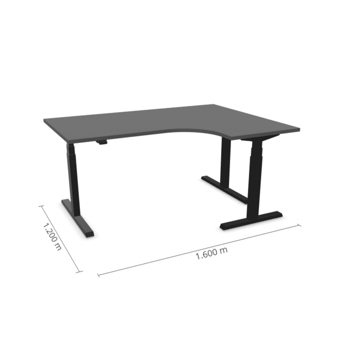 Elektriski augstumā regulējams galds Prestige Line L forma 160 cm x 120 cm – Antracīts / Melna / Labais