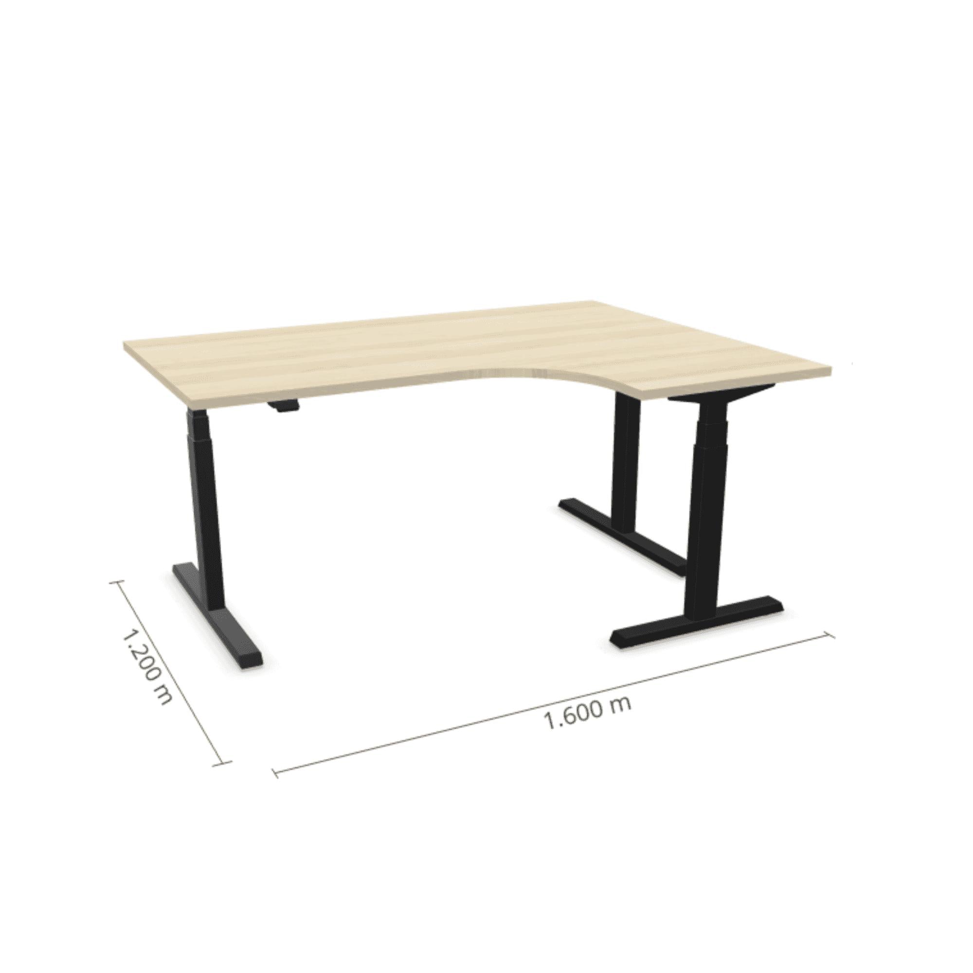 Elektriski augstumā regulējams galds Prestige Line L forma 160 cm x 120 cm-Nabucco-Melna-Labais-Ergostock