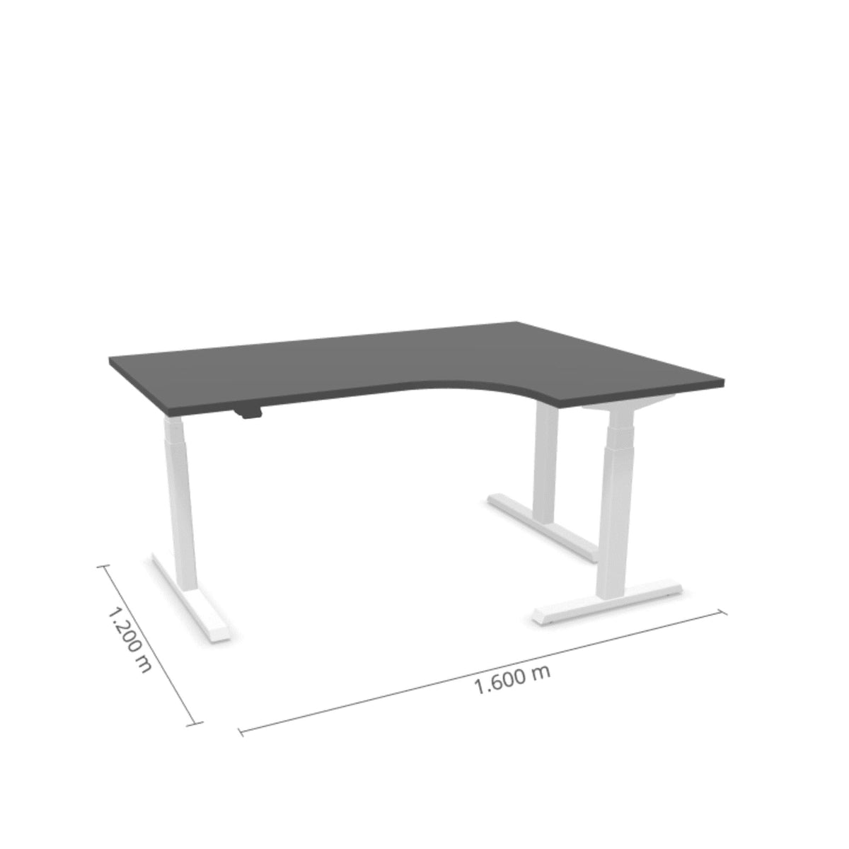 Elektriski augstumā regulējams galds Prestige Line L forma 160 cm x 120 cm – Antracīts / Balta / Labais