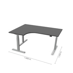Elektriski augstumā regulējams galds Prestige Line L forma 160 cm x 120 cm-Antracīts-Sudraba-Kreisais-Ergostock