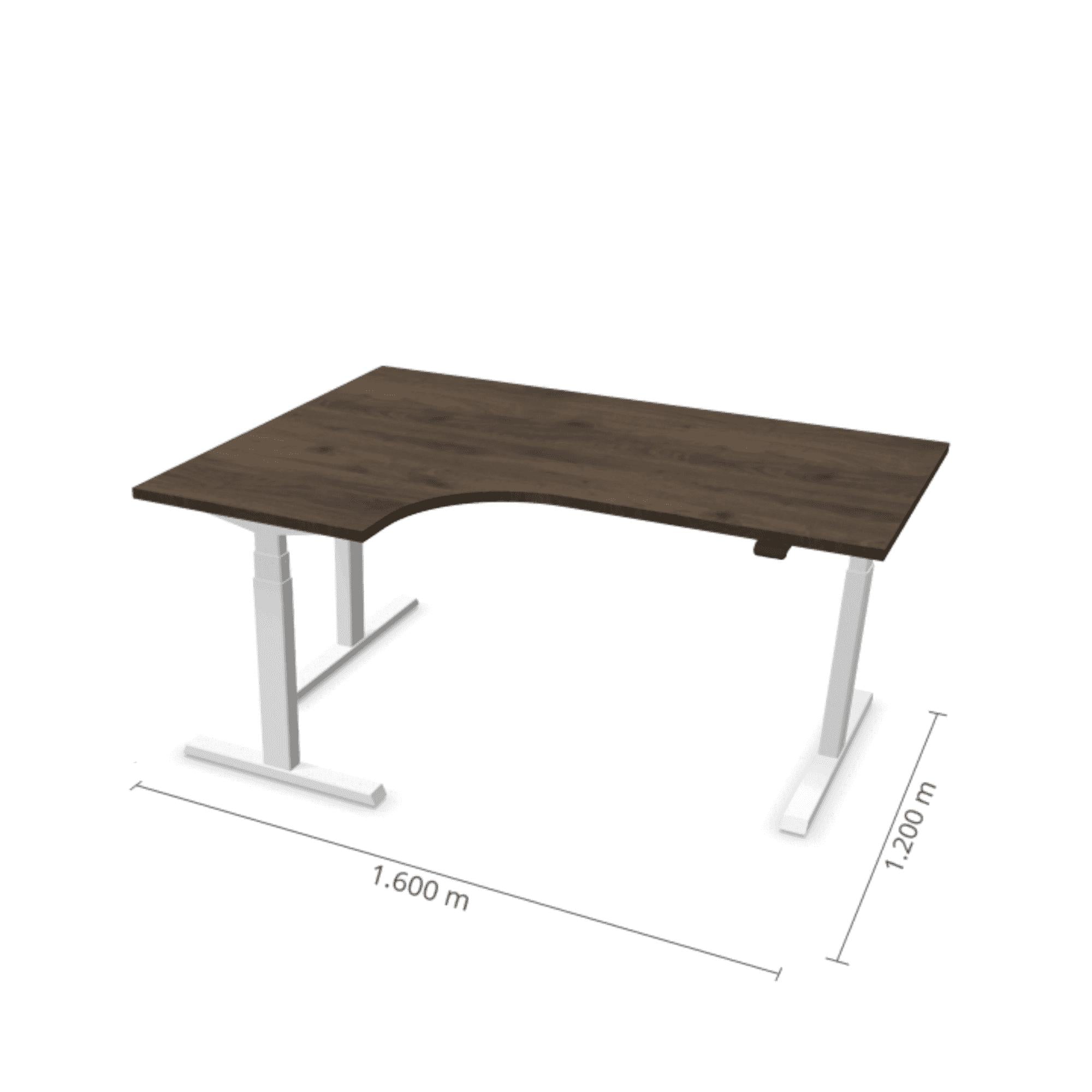 Elektriski augstumā regulējams galds Prestige Line L forma 160 cm x 120 cm-Riekstkoks-Balta-Kreisais-Ergostock