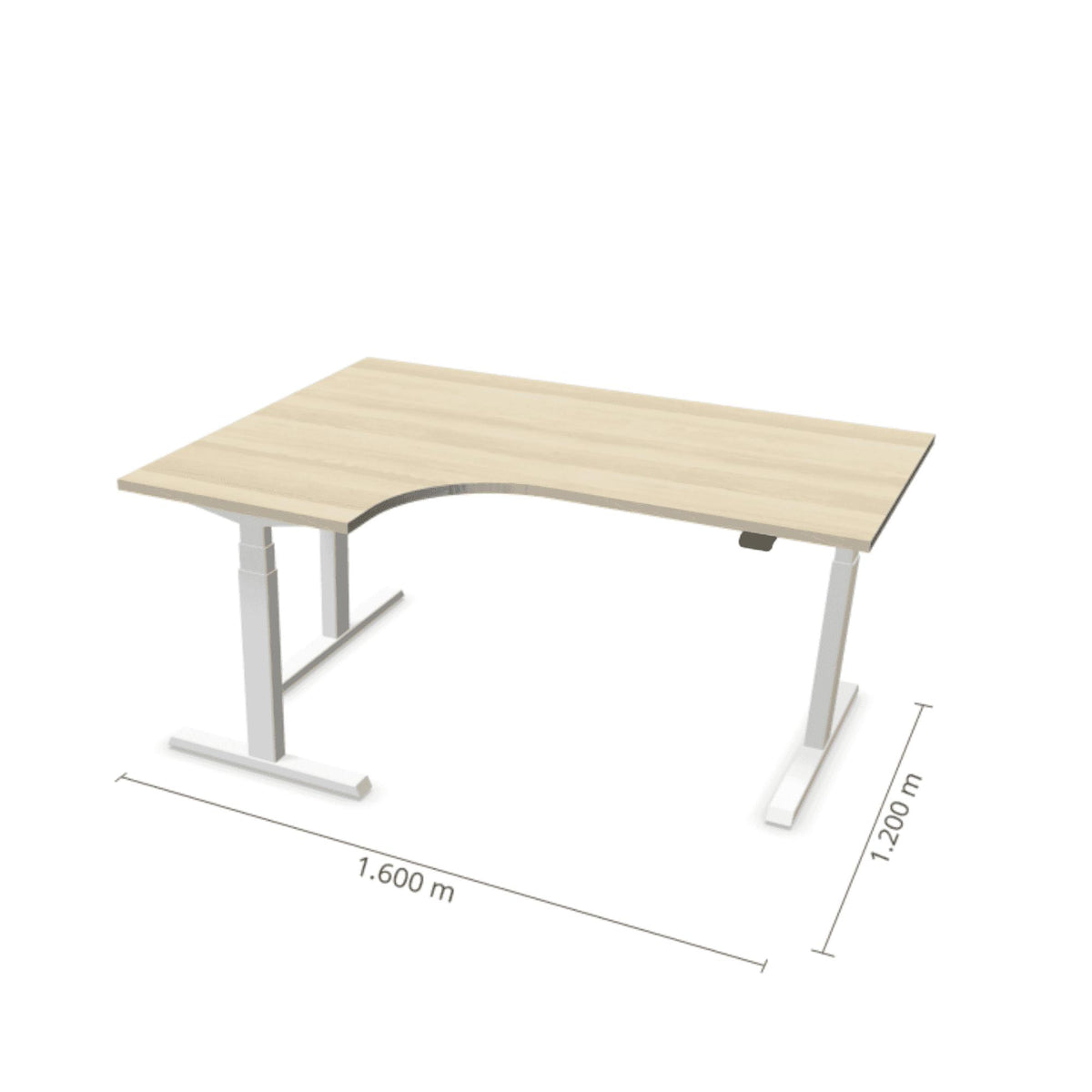 Elektriski augstumā regulējams galds Prestige Line L forma 160 cm x 120 cm – Nabucco / Balta / Kreisais