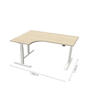 Elektriski augstumā regulējams galds Prestige Line L forma 160 cm x 120 cm-Nabucco-Balta-Kreisais-Ergostock