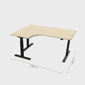 Elektriski augstumā regulējams galds Prestige Line L forma 160 cm x 120 cm-Nabucco-Melna-Kreisais-Ergostock