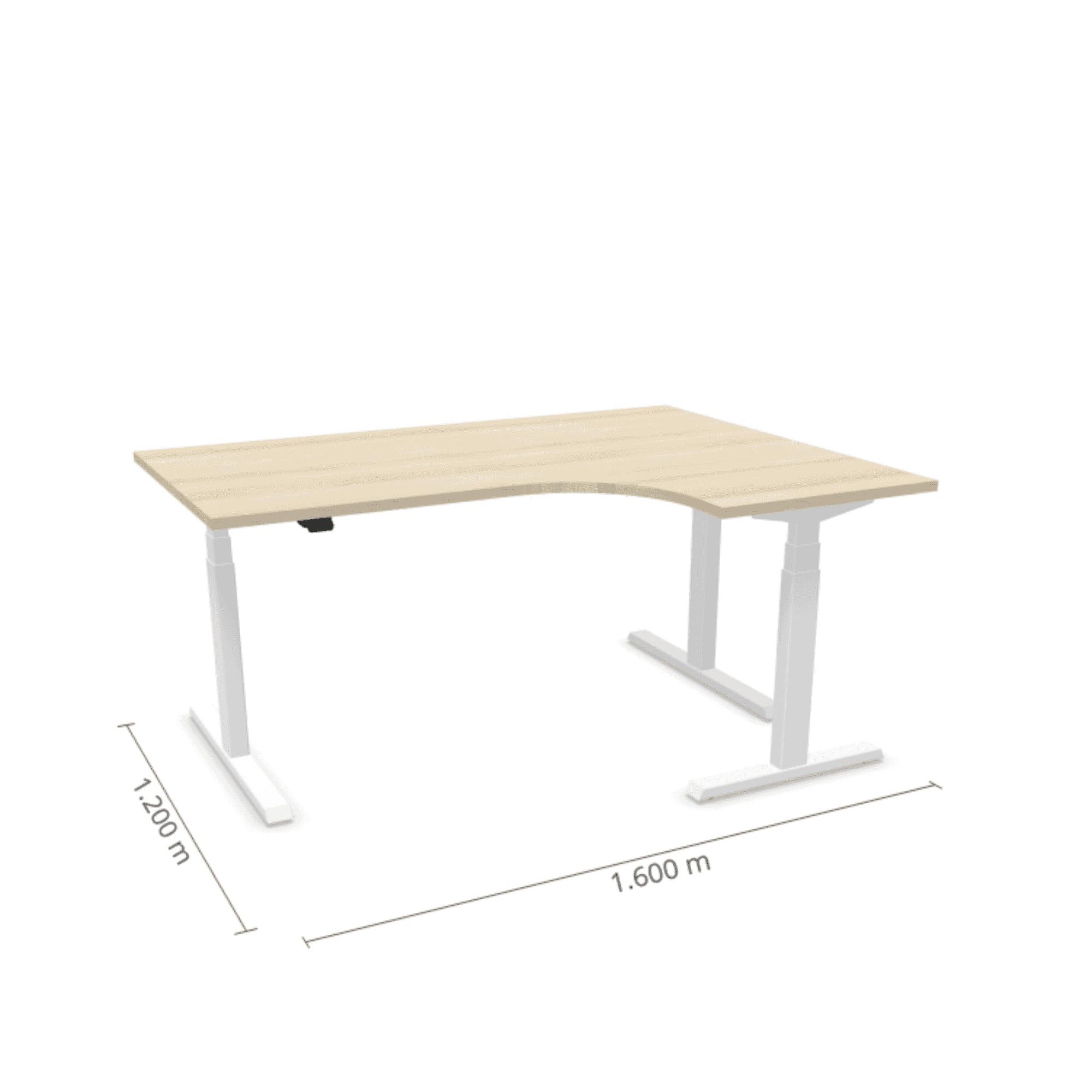 Elektriski augstumā regulējams galds Prestige Line L forma 160 cm x 120 cm-Nabucco-Balta-Labais-Ergostock