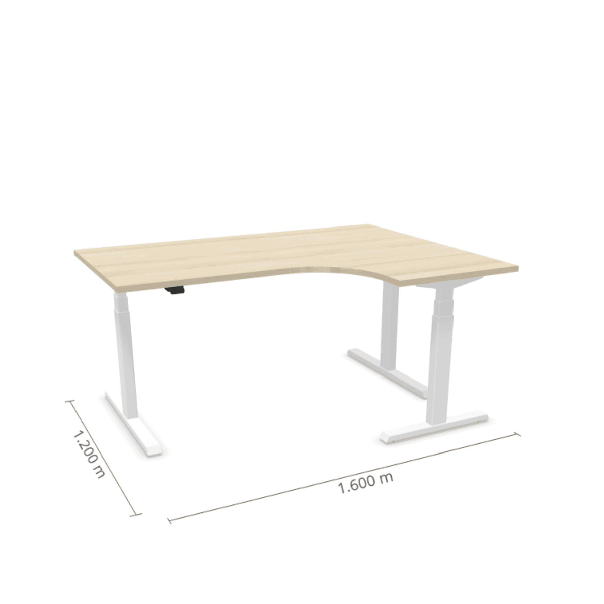 Elektriski augstumā regulējams galds Prestige Line L forma 160 cm x 120 cm – Nabucco / Balta / Labais