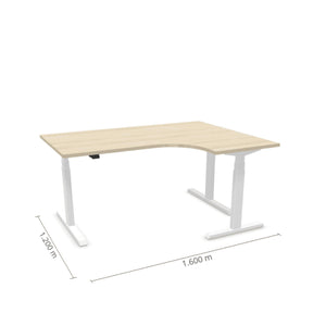 Elektriski augstumā regulējams galds Prestige Line L forma 160 cm x 120 cm-Nabucco-Balta-Labais-Ergostock