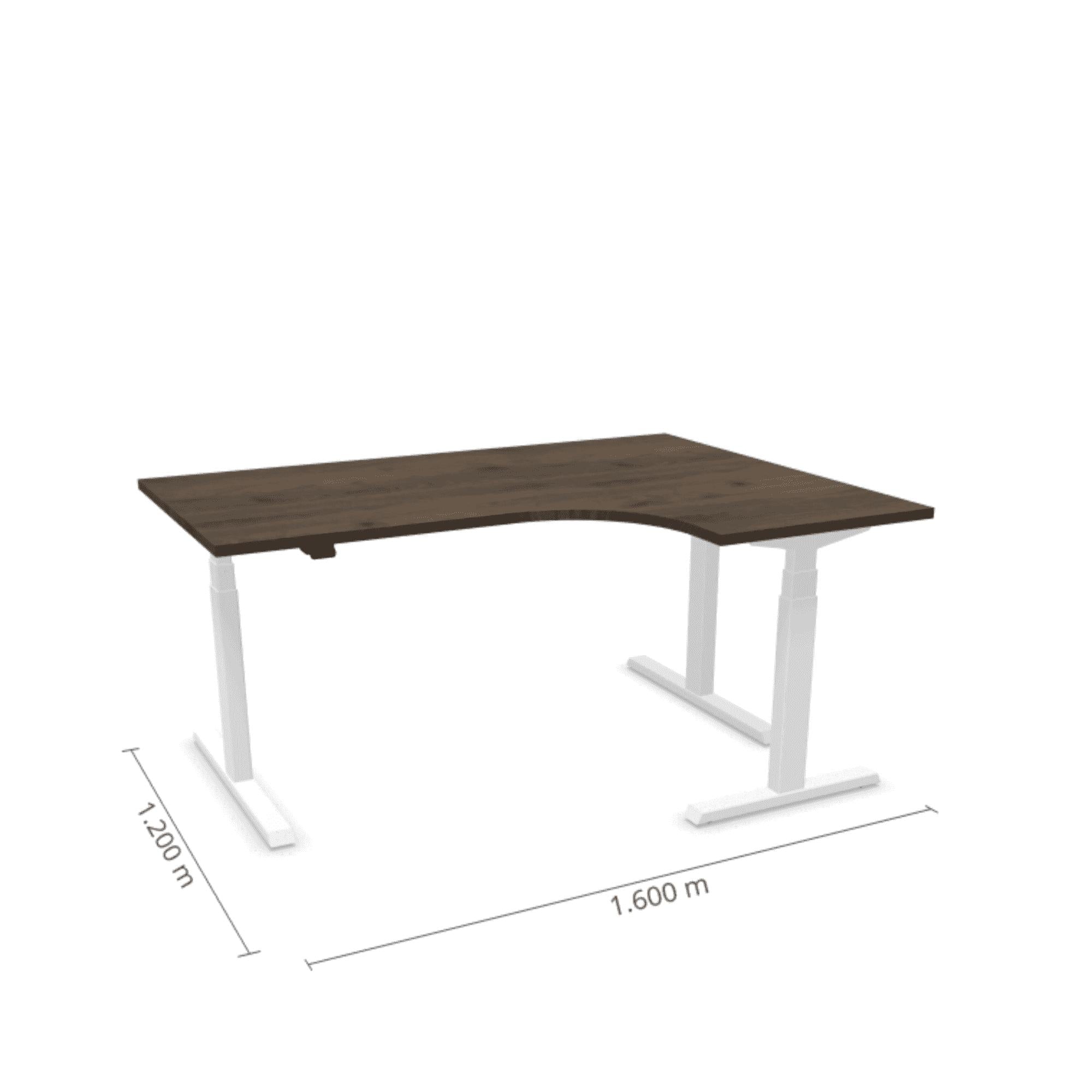 Elektriski augstumā regulējams galds Prestige Line L forma 160 cm x 120 cm-Riekstkoks-Balta-Labais-Ergostock