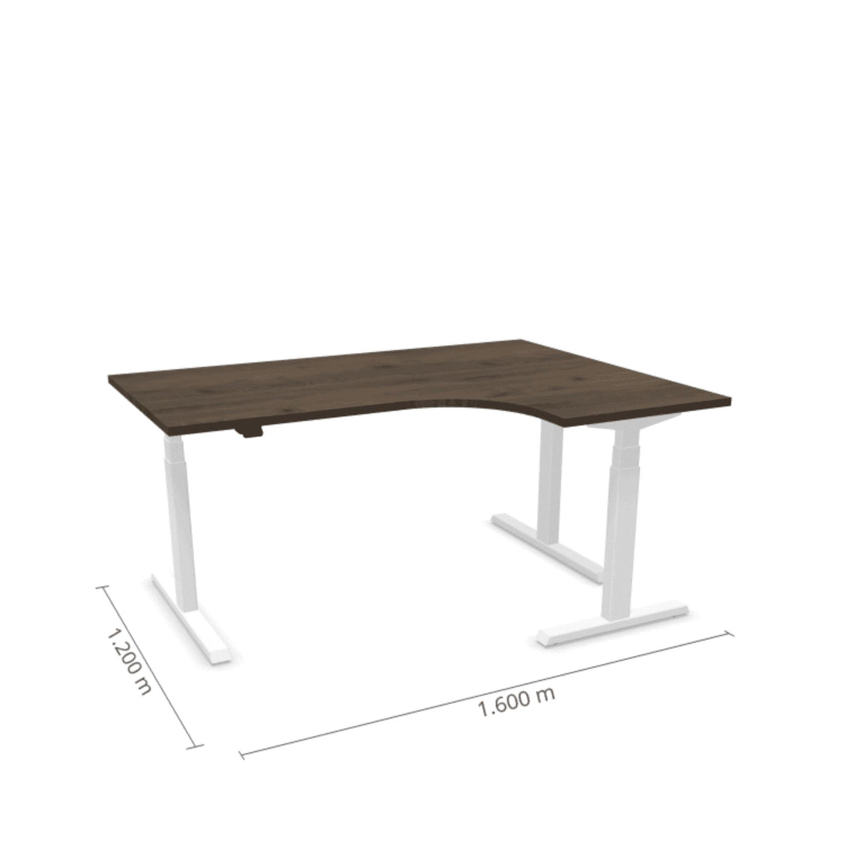 Elektriski augstumā regulējams galds Prestige Line L forma 160 cm x 120 cm – Riekstkoks / Balta / Labais