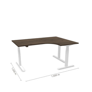 Elektriski augstumā regulējams galds Prestige Line L forma 160 cm x 120 cm-Riekstkoks-Balta-Labais-Ergostock