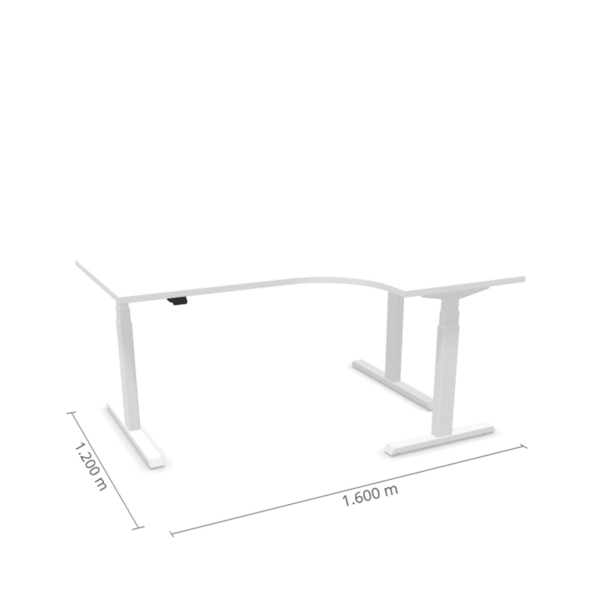 Elektriski augstumā regulējams galds Prestige Line L forma 160 cm x 120 cm – Balta / Balta / Labais