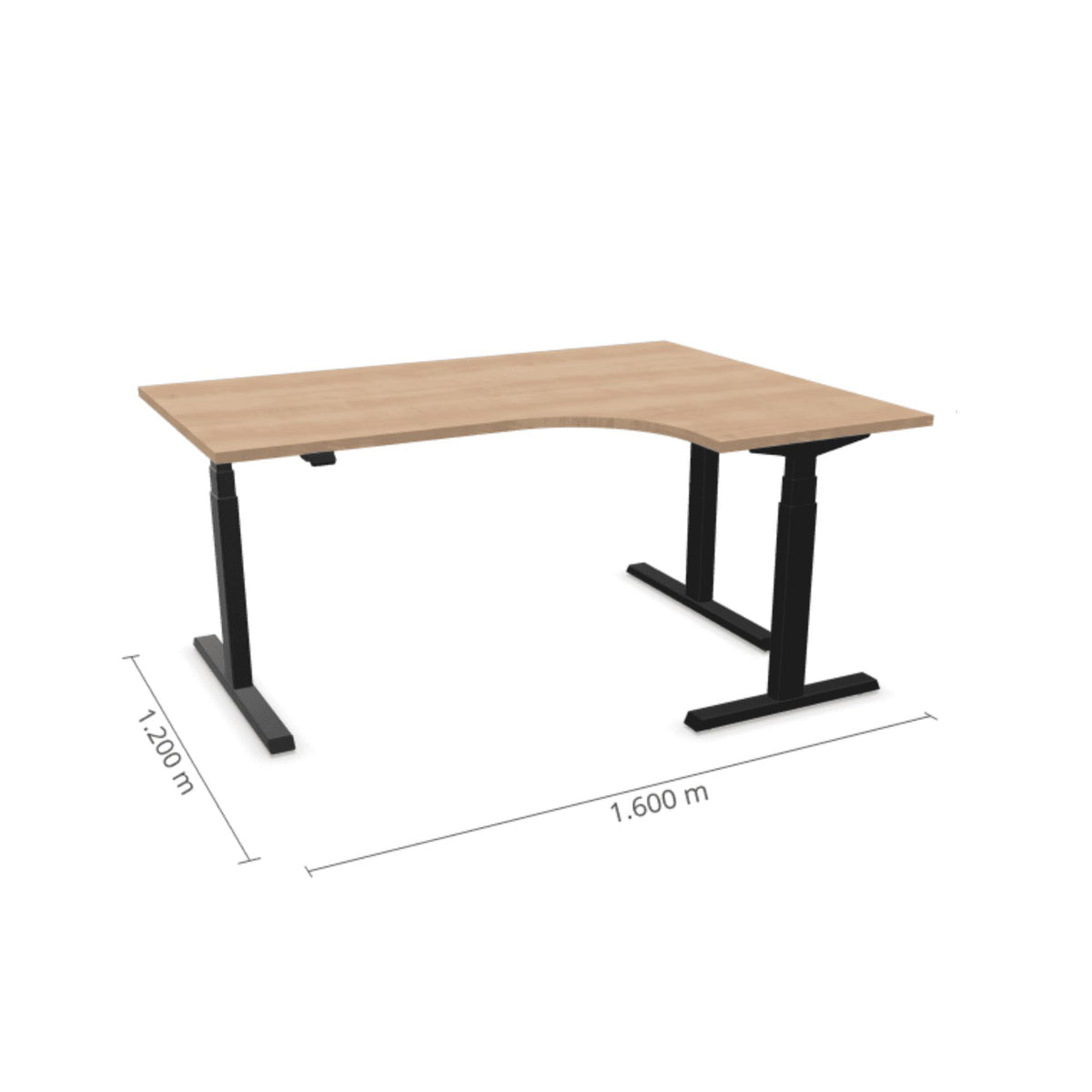 Elektriski augstumā regulējams galds Prestige Line L forma 160 cm x 120 cm – American oak / Melna / Labais