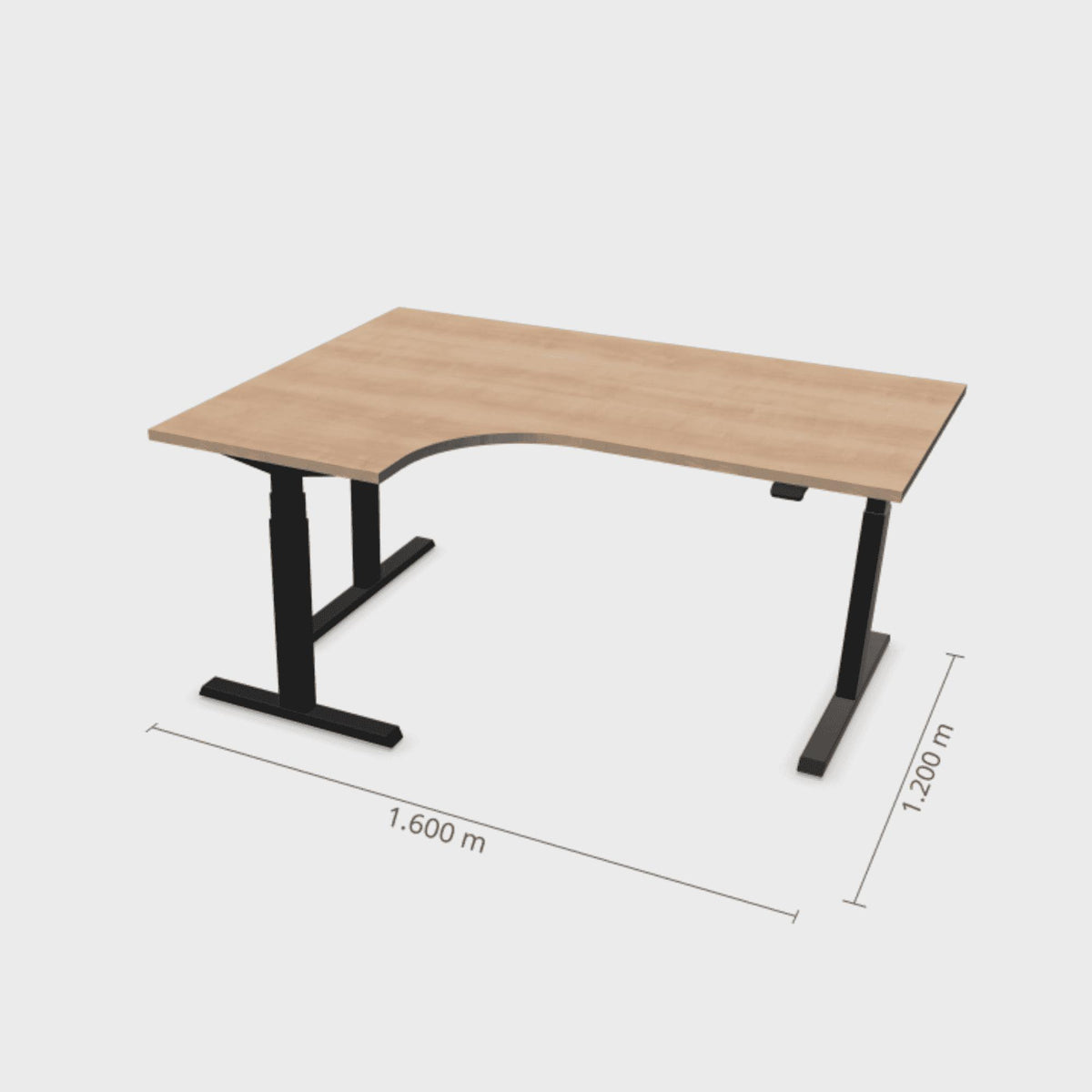 Elektriski augstumā regulējams galds Prestige Line L forma 160 cm x 120 cm – American oak / Melna / Kreisais