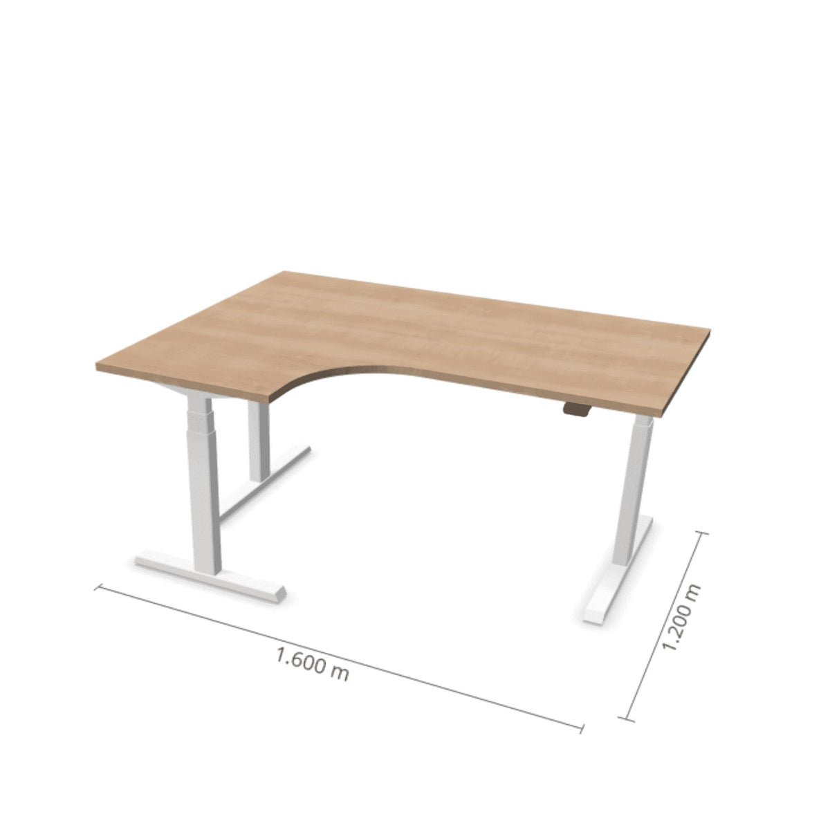 Elektriski augstumā regulējams galds Prestige Line L forma 160 cm x 120 cm – American oak / Balta / Kreisais