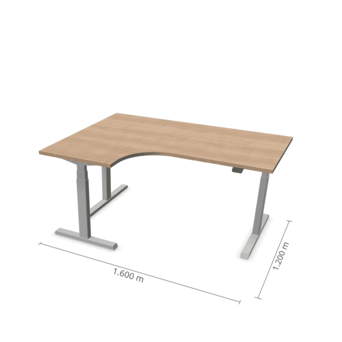 Elektriski augstumā regulējams galds Prestige Line L forma 160 cm x 120 cm – American oak / Sudraba / Kreisais