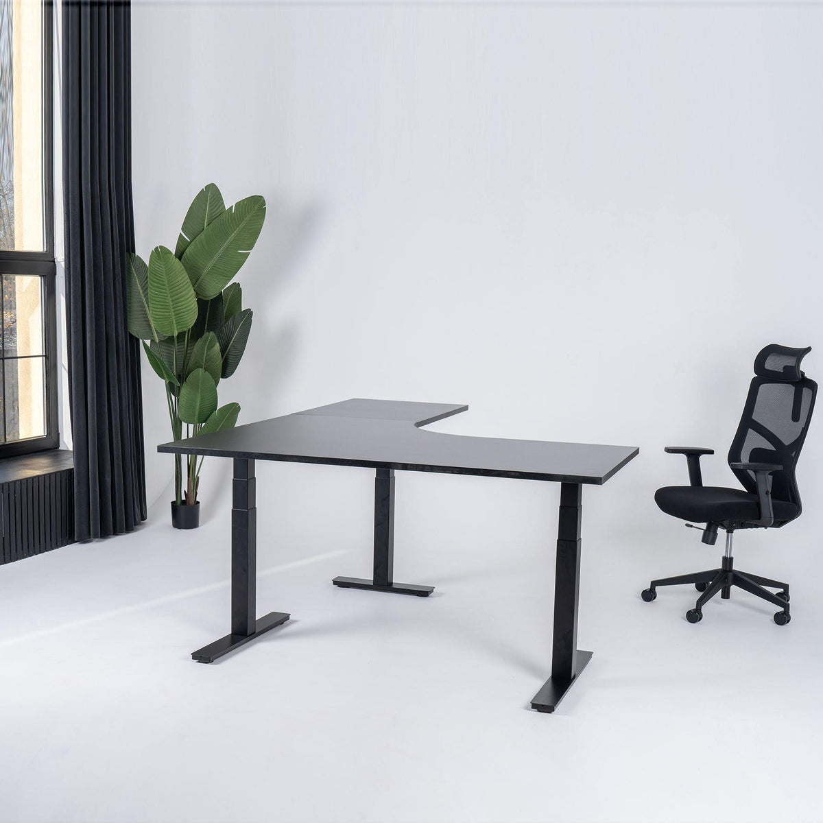 Elektriski augstumā regulējams galds Prestige Line L forma 200 cm x 120 cm-Ergostock