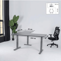 Elektriski augstumā regulējams galds Prestige Line L forma 200 cm x 120 cm-Antracīts-Sudraba-Labais-Ergostock