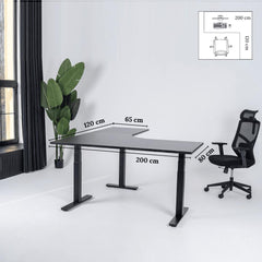 Elektriski augstumā regulējams galds Prestige Line L forma 200 cm x 120 cm-Melna-Melna-Labais-Ergostock