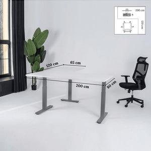 Elektriski augstumā regulējams galds Prestige Line L forma 200 cm x 120 cm-Balta-Sudraba-Labais-Ergostock