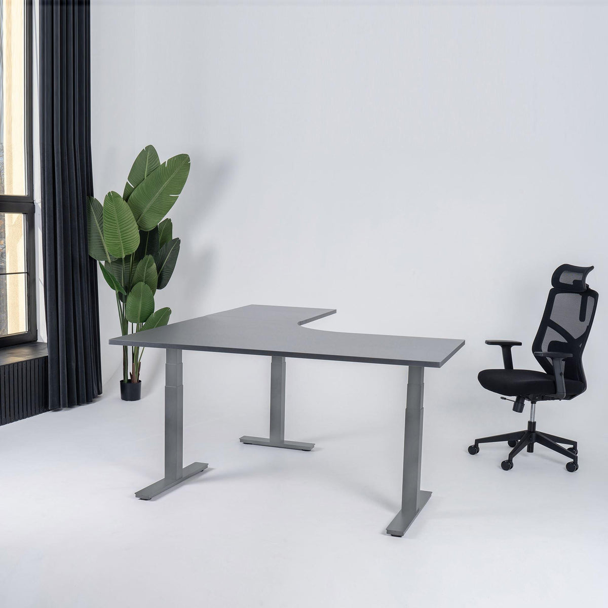 Elektriski augstumā regulējams galds Prestige Line L forma 200 cm x 200 cm-Ergostock