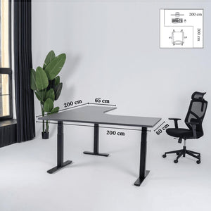 Elektriski augstumā regulējams galds Prestige Line L forma 200 cm x 200 cm-Antracīts-Melna-Labais-Ergostock