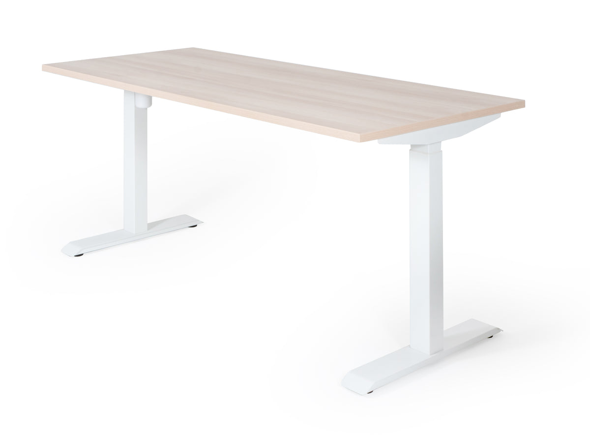 Elektriski augstumā regulējams galds Unico Line, galda virsmas krāsa Nabucco, statīva krāsa Balta, Ergostock