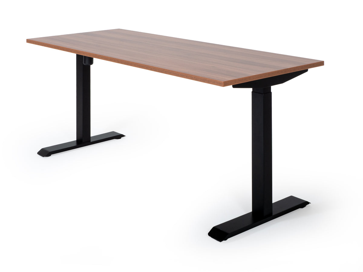 Elektriski augstumā regulējams galds Unico Line, galda virsmas krāsa Riekstkoks, statīva krāsa Melna, Ergostock