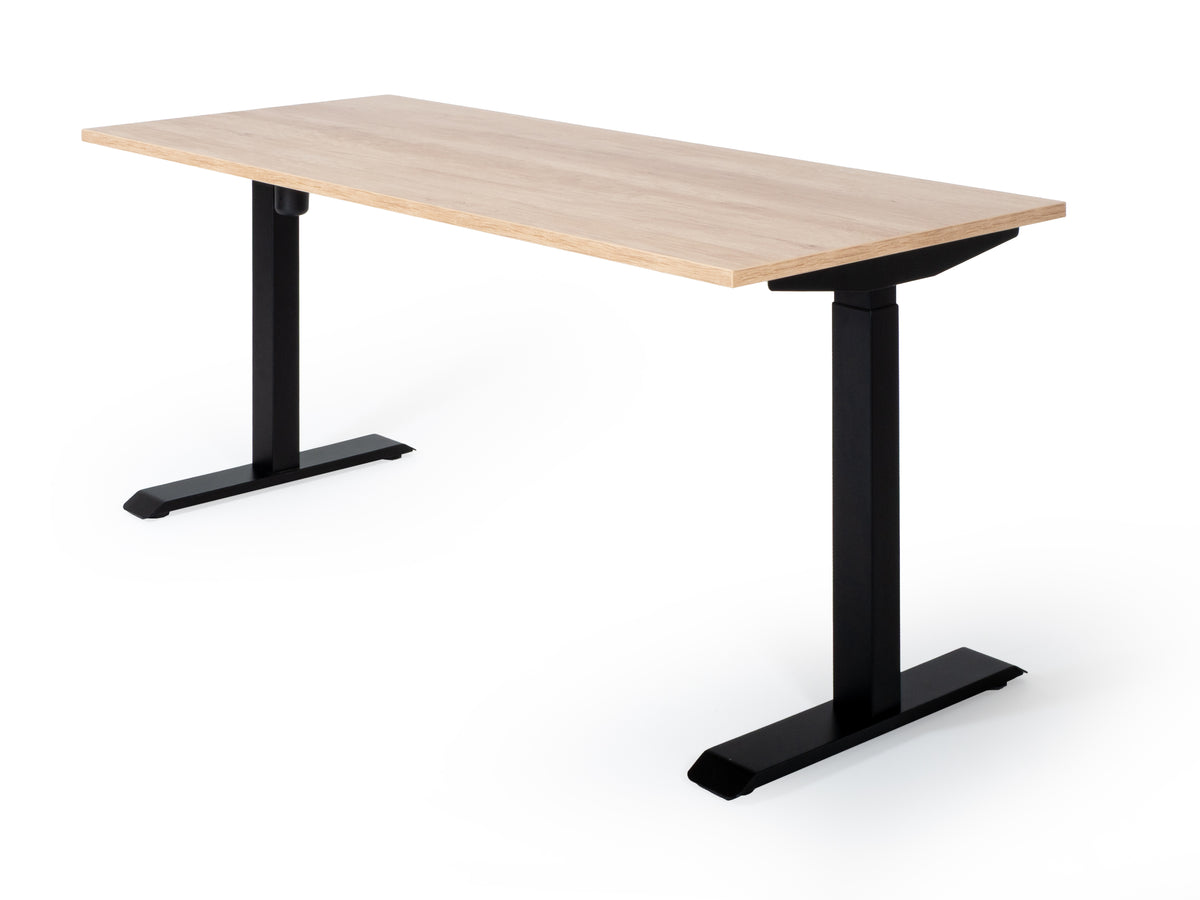 Elektriski augstumā regulējams galds Unico Line, galda virsmas krāsa American oak, statīva krāsa Melna, Ergostock