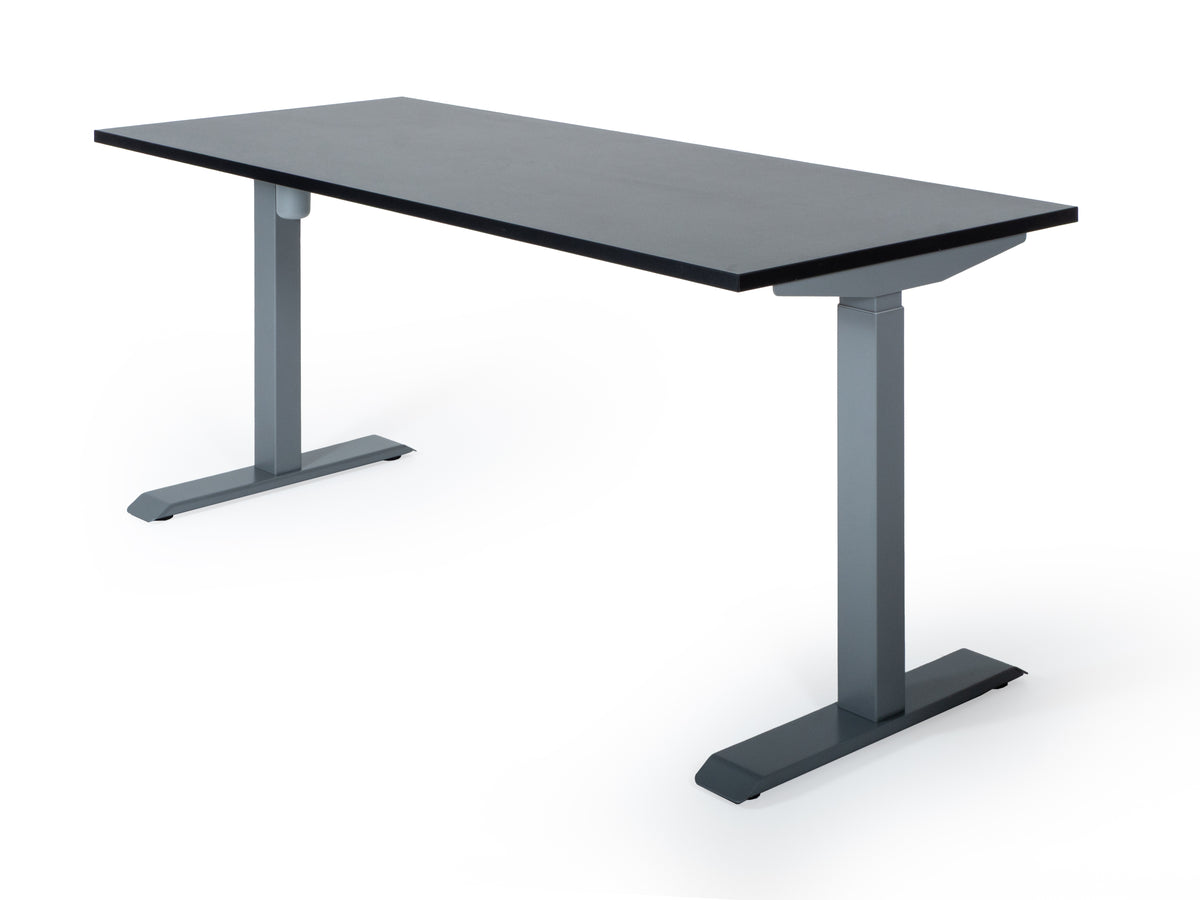 Elektriski augstumā regulējams galds Unico Line, galda virsmas krāsa Melna, statīva krāsa Sudraba, Ergostock