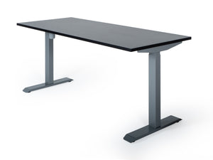 Elektriski augstumā regulējams galds Unico Line, galda virsmas krāsa Melna, statīva krāsa Sudraba, Ergostock
