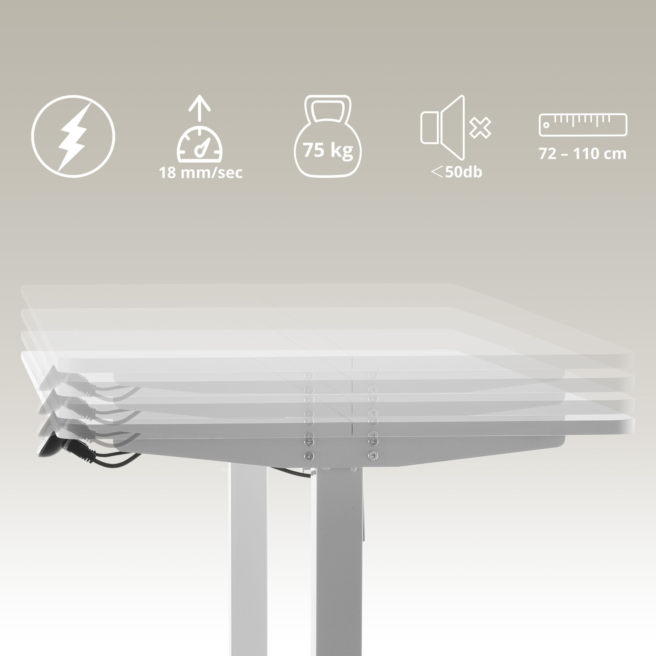 Elektriski augstumā regulējams rakstāmgalds WORKMATE, 120 x 60 cm, balts
