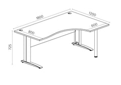 Biroja stūra galds ARETH CORNER, ar nosegpaneli - Ergostock.lv