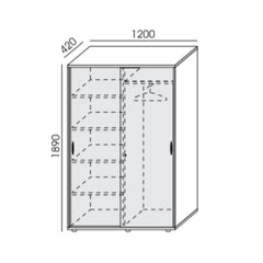 Garderobes skapis NUWO, ar plauktiem un stangu, 1890x1200x420 mm, konfigurējams - Ergostock.lv