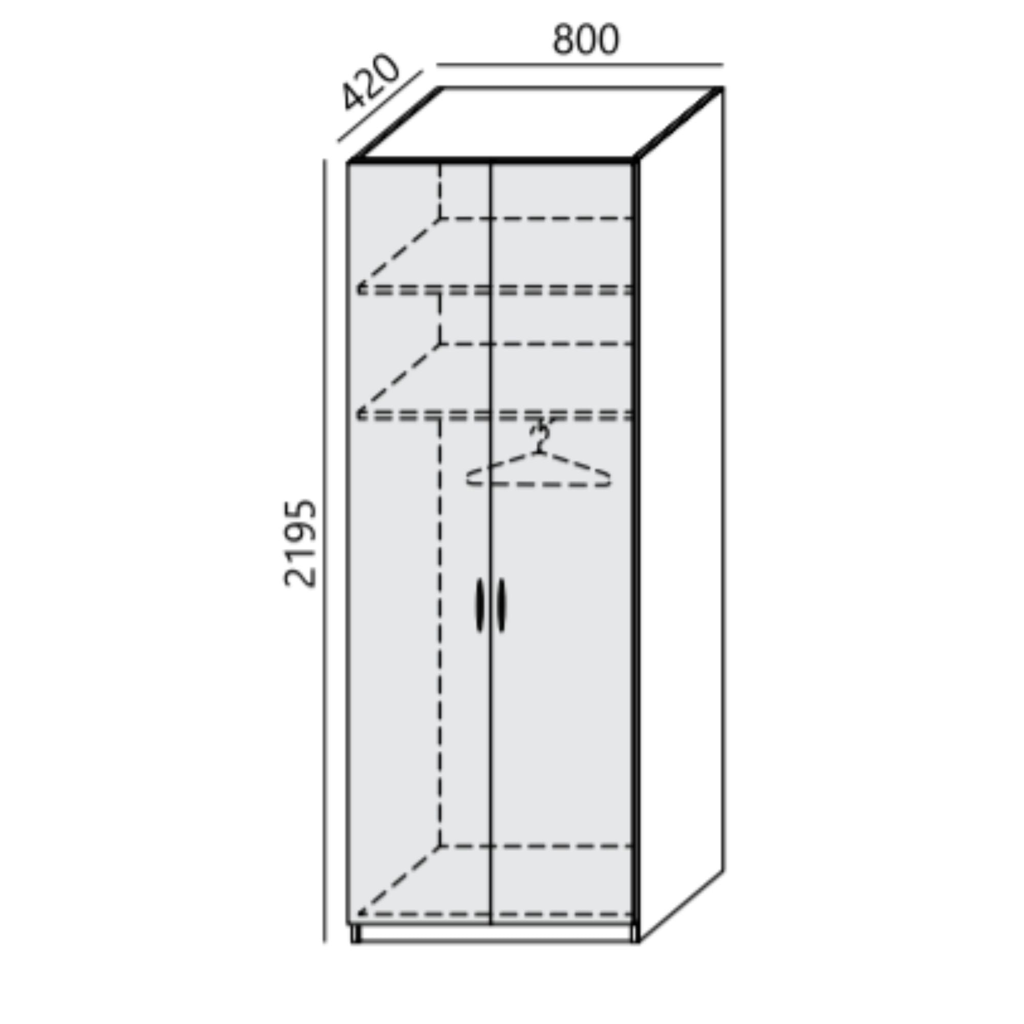 Garderobes skapis PRO LINE, apģērbu stanga un 2 plaukti, 2195x800x420 mm, pamatnes rāmis, konfigurējams-Ergostock