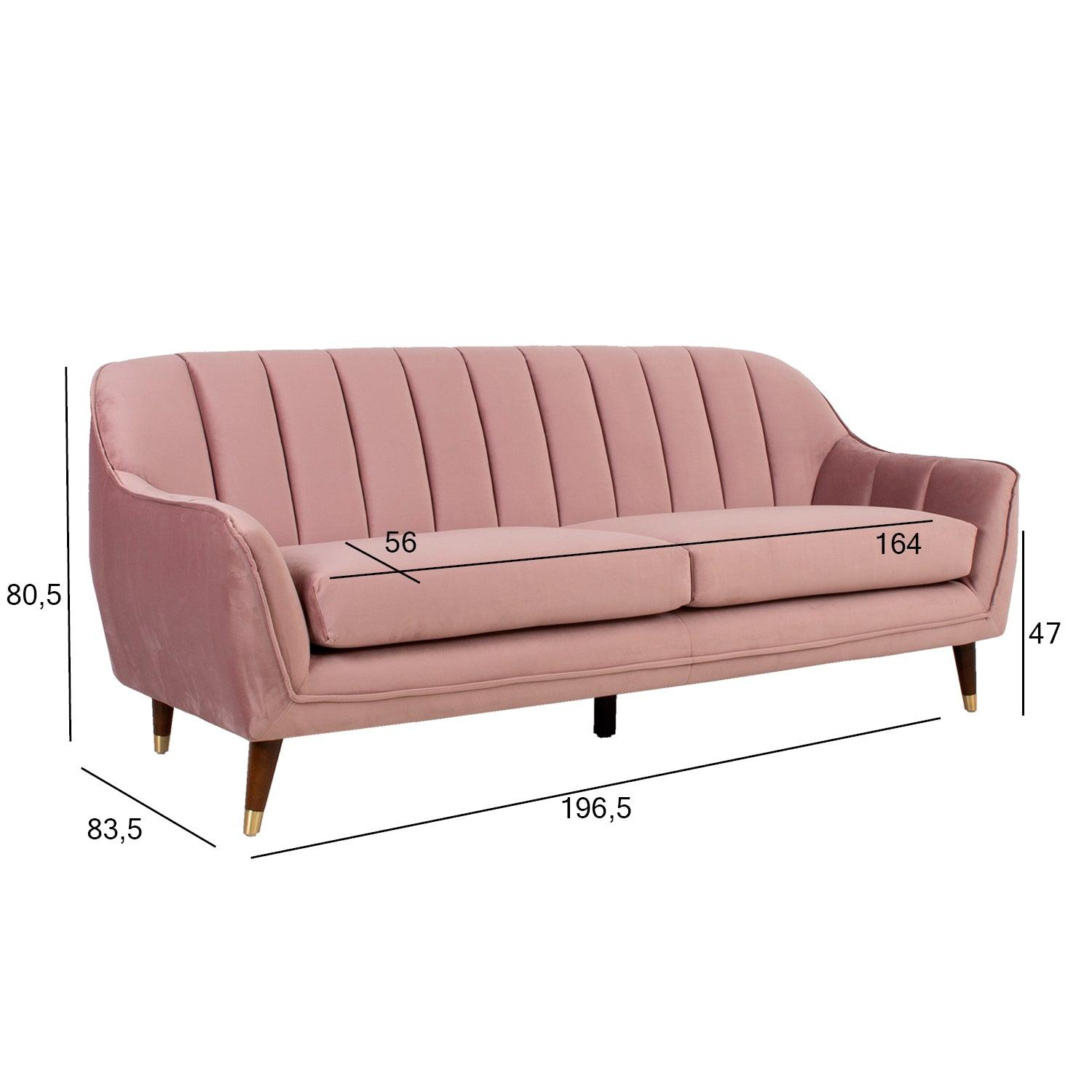 Home4You Dīvāns JOANNA 1965xD835xH805cm violeti rozā samts-Ergostock