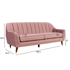 Home4You Dīvāns JOANNA 1965xD835xH805cm violeti rozā samts-Ergostock